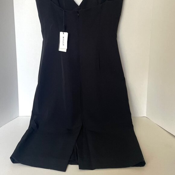 Milly Black Bodycon Dress 2 Sleeveless V-Neck Tailored Knee-Length Sheath - Picture 4 of 10